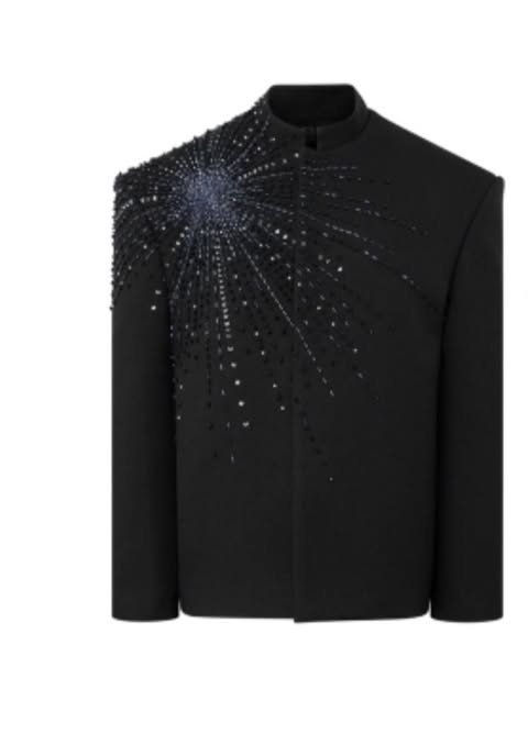 FSTS Blue Pleated Luxury Jacket & Pants Set