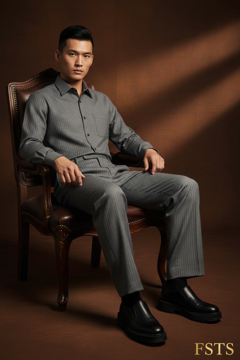 Asian Model Seated - Dark BG