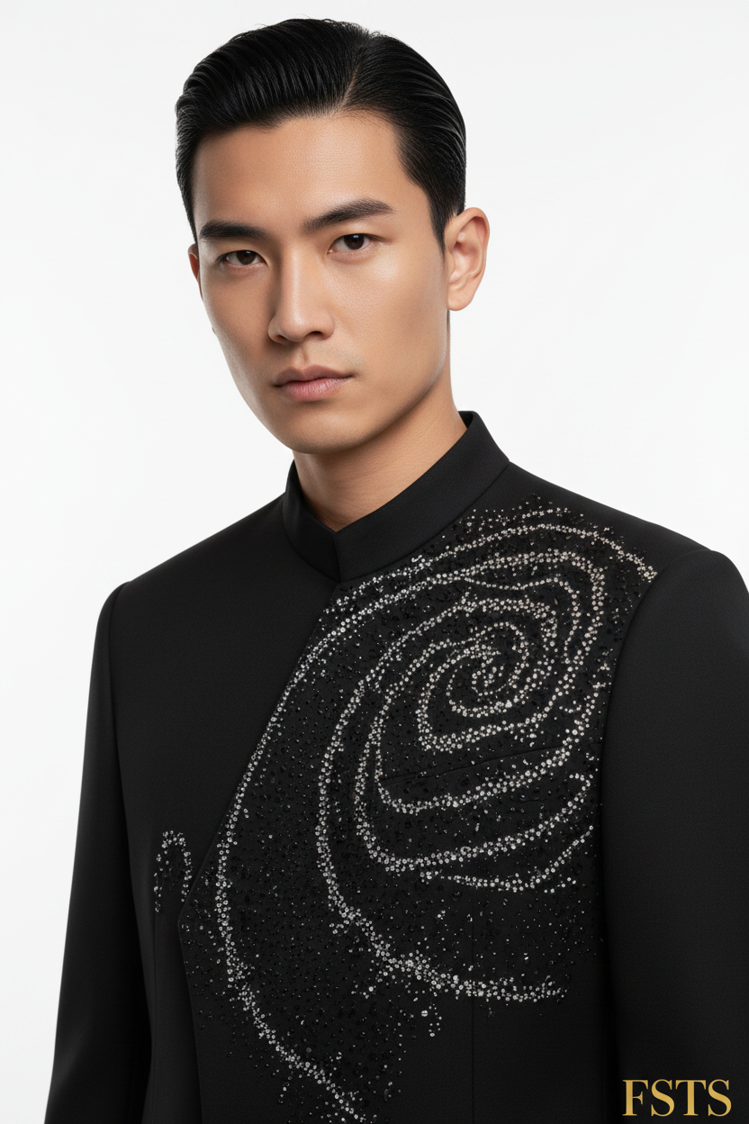 Black Rose Jacket - Detail White