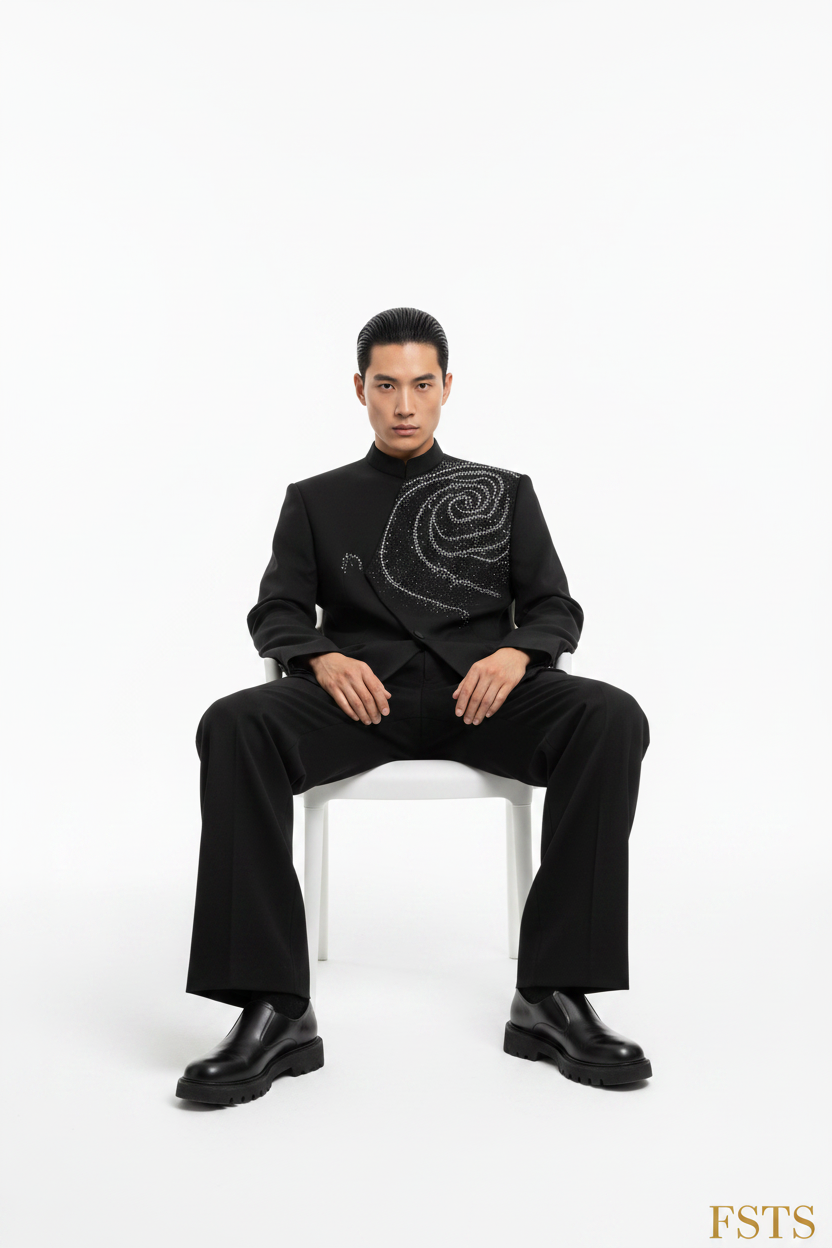 Black Rose Jacket - Seated White