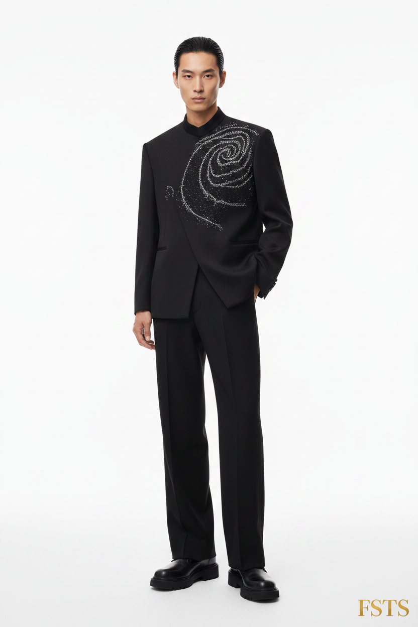 Black Rose Jacket - Standing White
