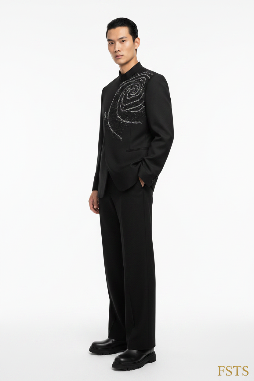 Black Rose Jacket - Three Quarter White