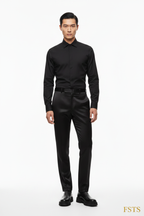 Black Satin Pants - All Black White