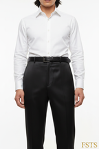 Black Satin Pants - Detail White