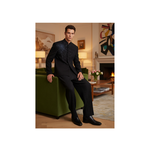 Blue Pleated Men's Set - Living Room
