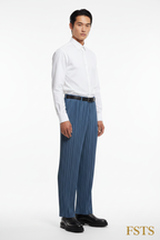 Blue Pleated Pants - Detail Belt