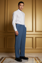 Blue Pleated Pants - Standing Dark