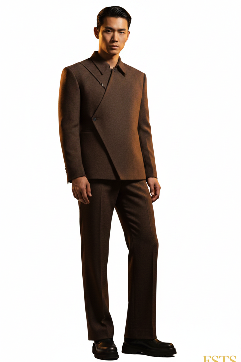 Brown Suit - Three Quarter White