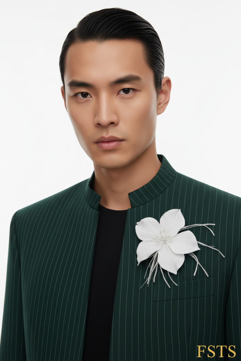 Dark Green Set - Brooch Detail White