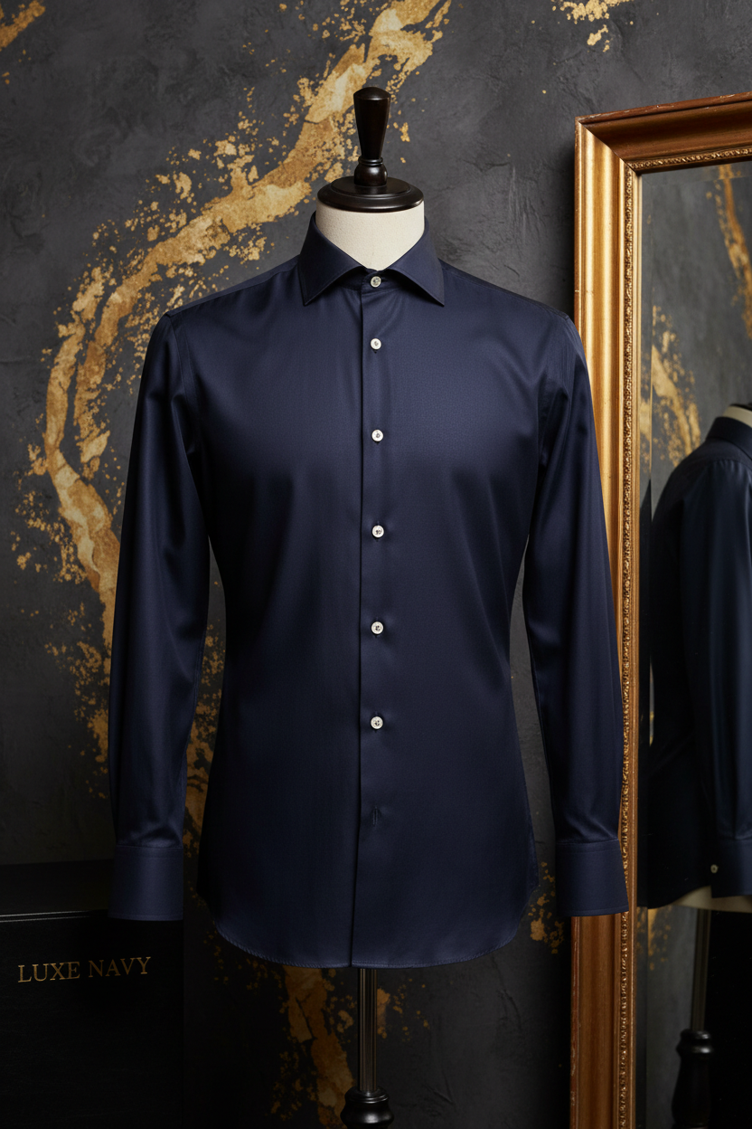 FSTS Navy Blue Luxury Dress Shirt
