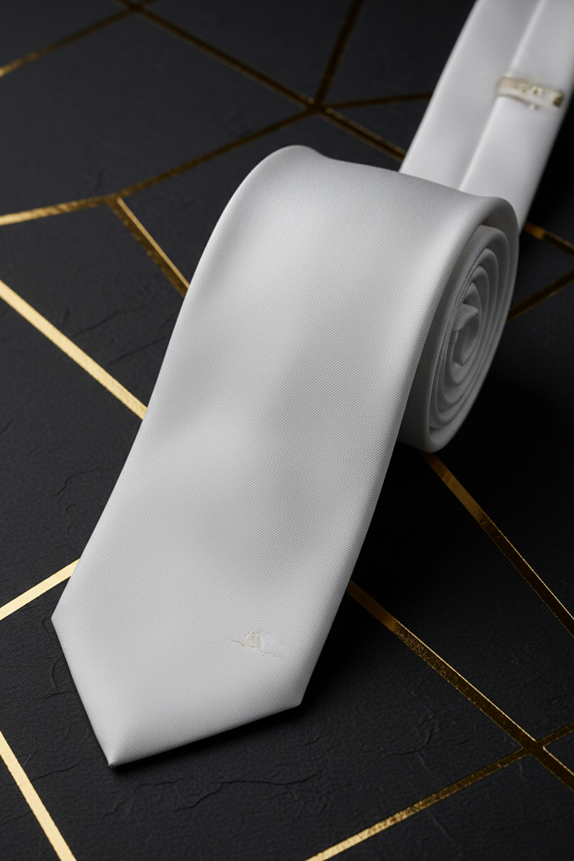 FSTS White Silk Tie