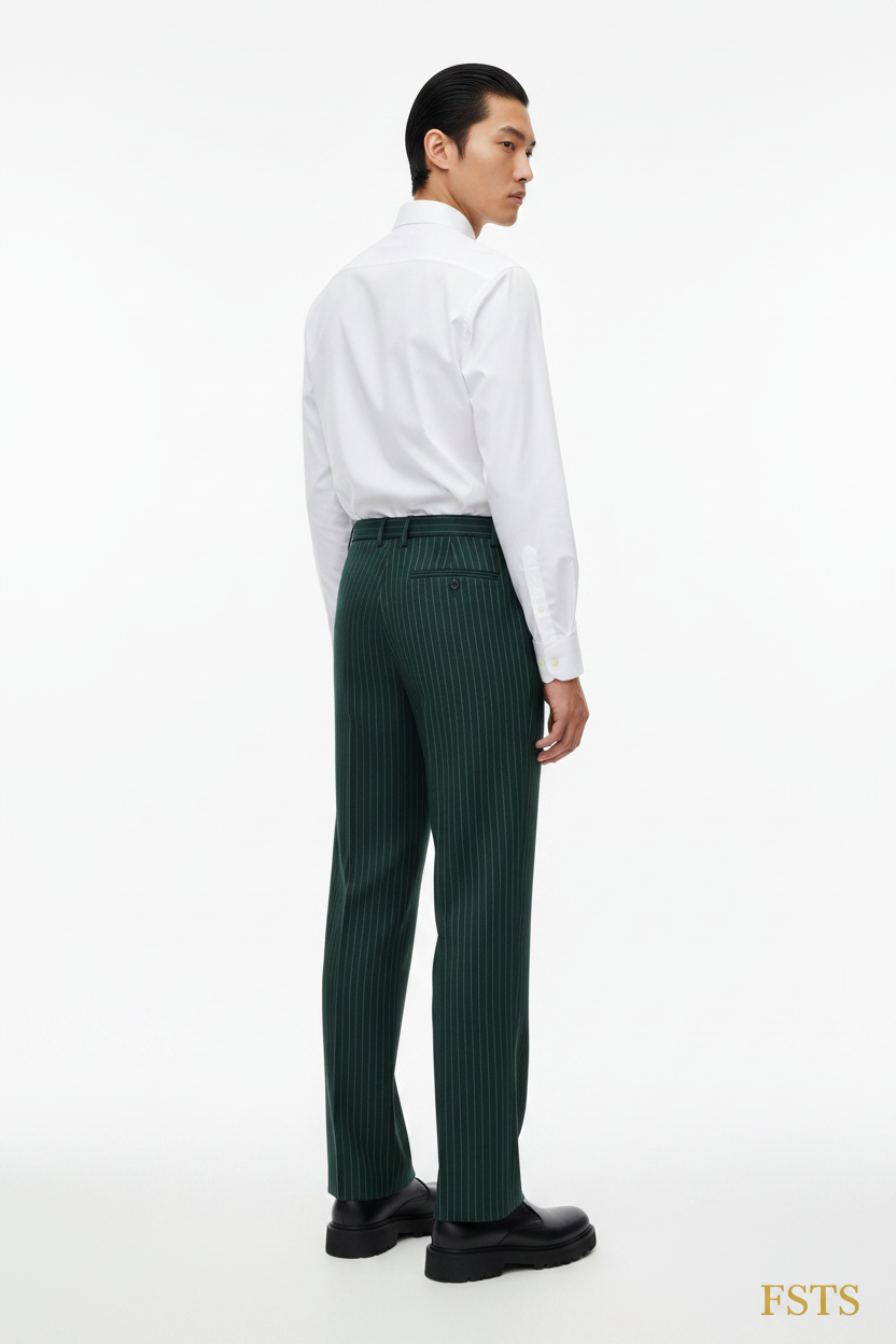 Green Pinstripe Pants - Back View