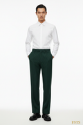 Green Pinstripe Pants - Hands Pockets