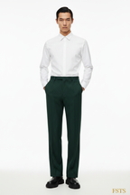 Green Pinstripe Pants - Hands Pockets