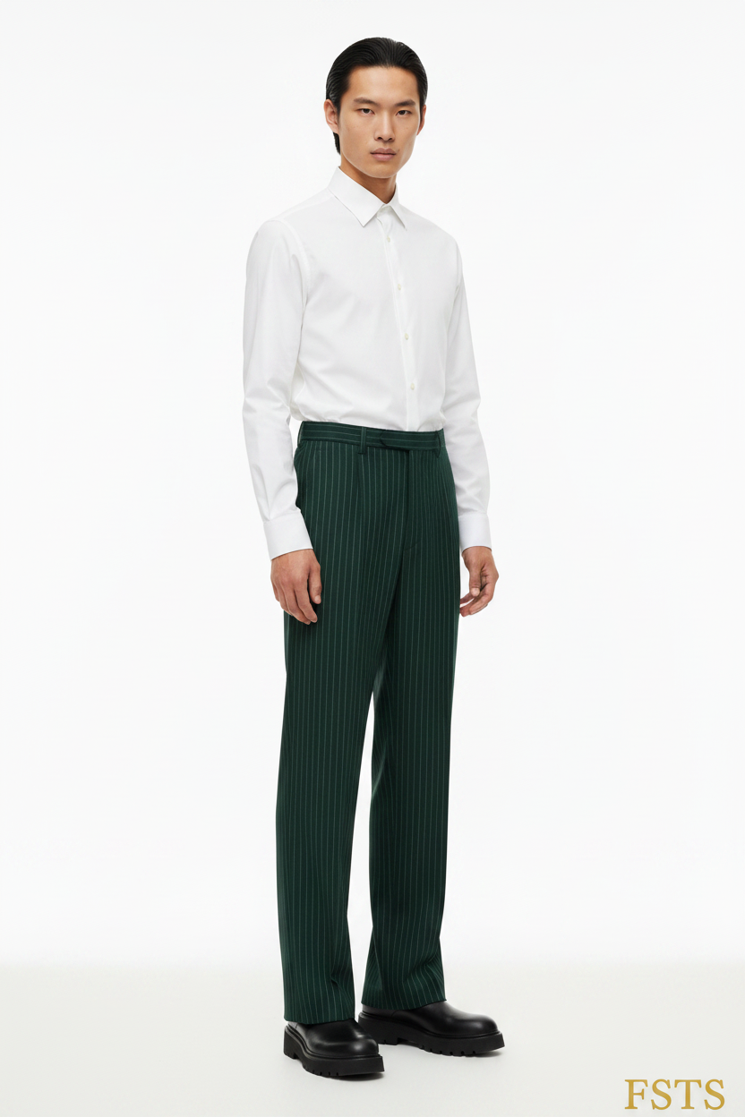 Green Pinstripe Pants - Standing