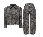 FSTS™ Distressed Camo Grommet Jacket Set | Washed Canvas | Streetwear Luxury