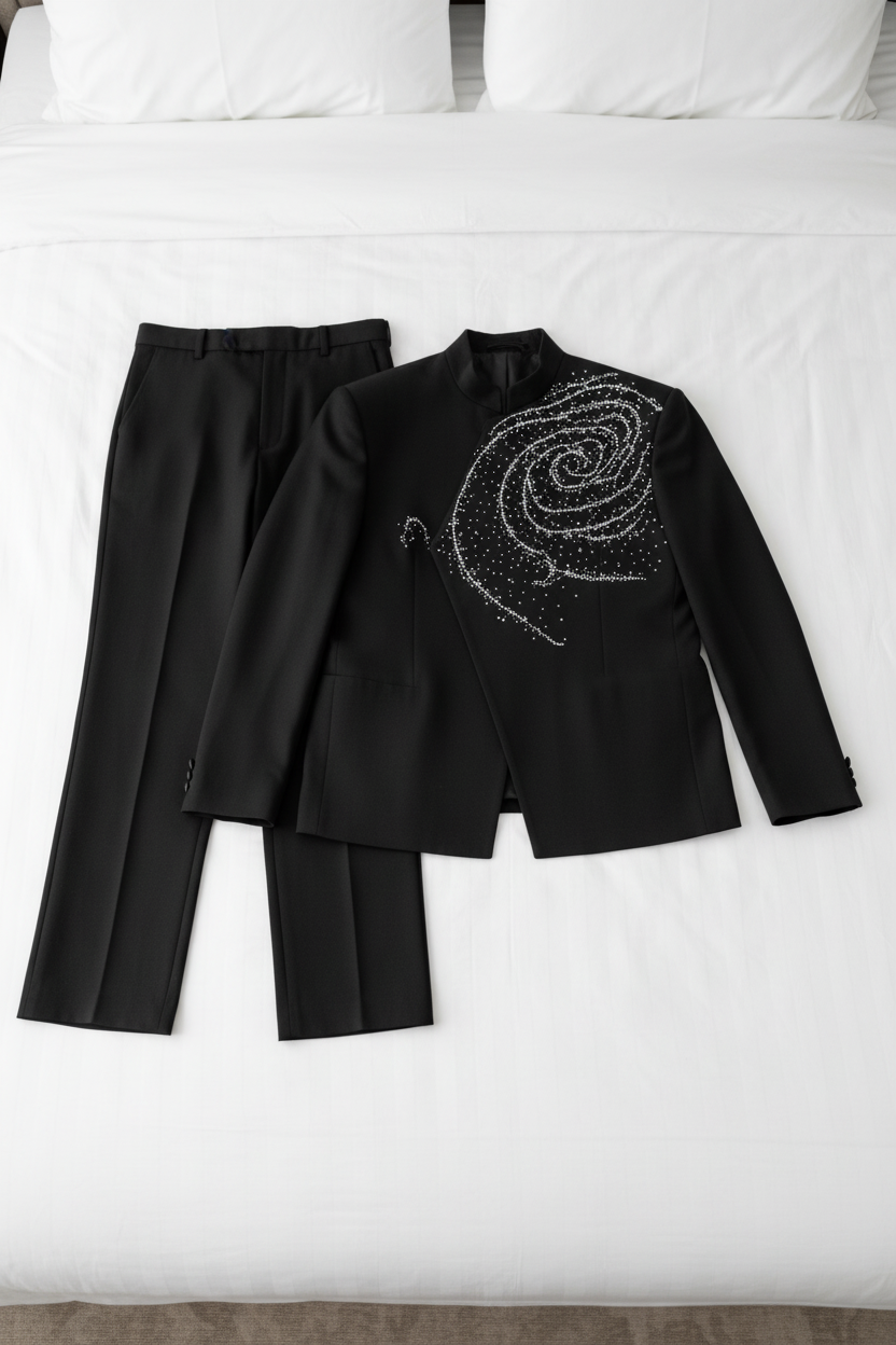 FSTS Black Rose Crystal Set - Bed Flatlay