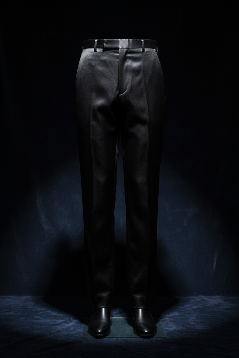 Black Satin Pants - Navy Velvet