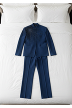 FSTS Blue Pleated Set - Bed Flatlay