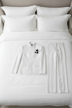 FSTS White Pinstripe Set - Bed Flatlay