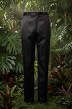 Black Satin Pants - Tropical Garden