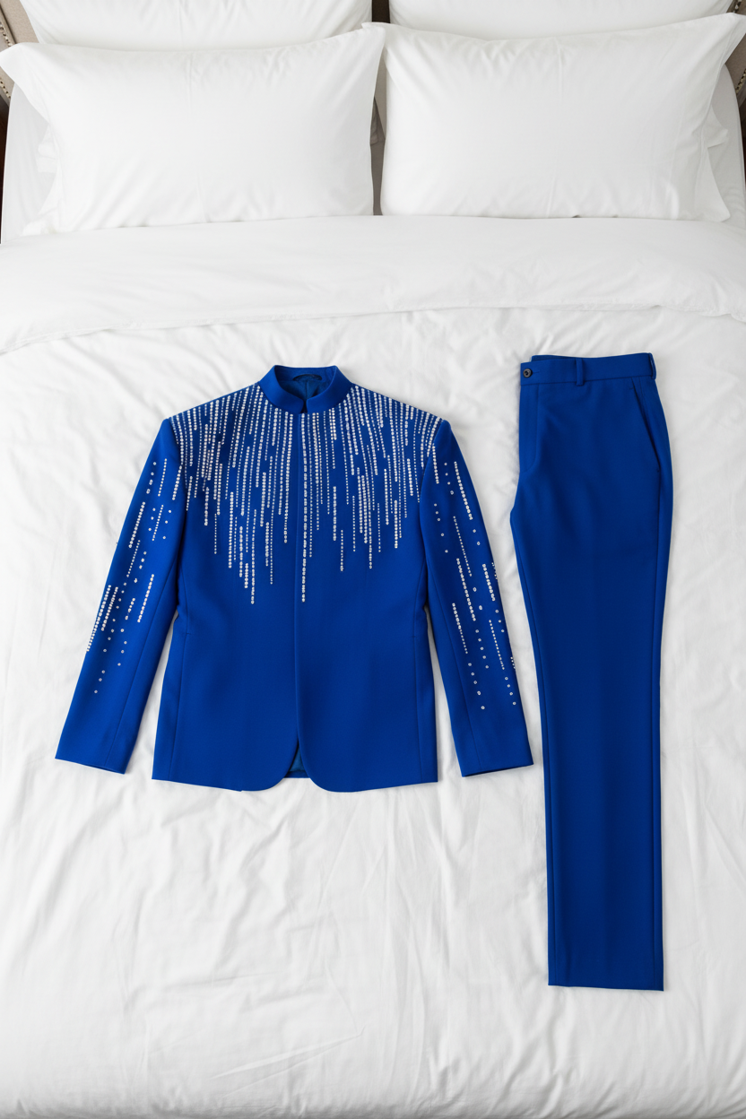 FSTS Royal Blue Crystal Set - Bed Flatlay