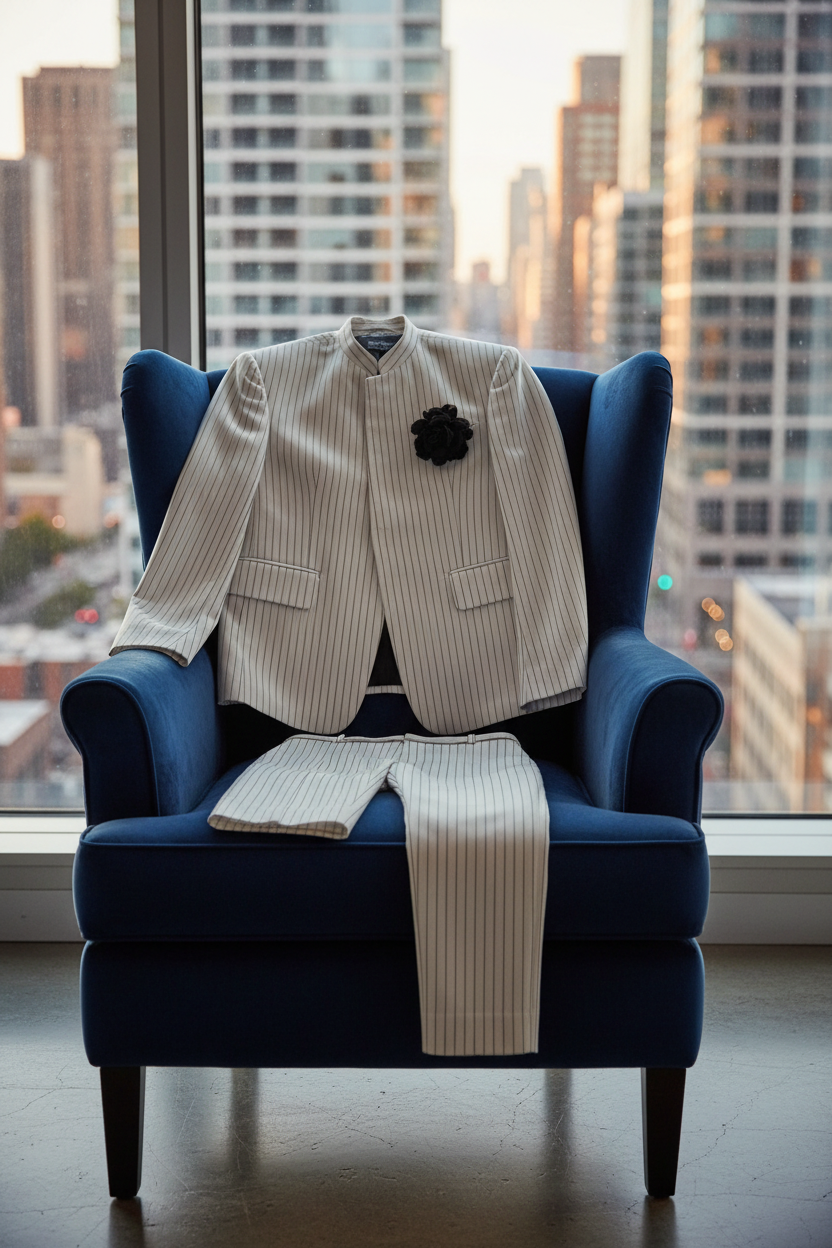 FSTS White Pinstripe Set - Armchair