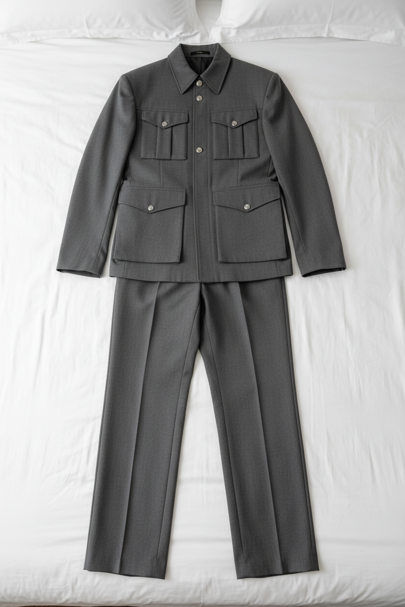 FSTS Grey Military Set - Bed Flatlay