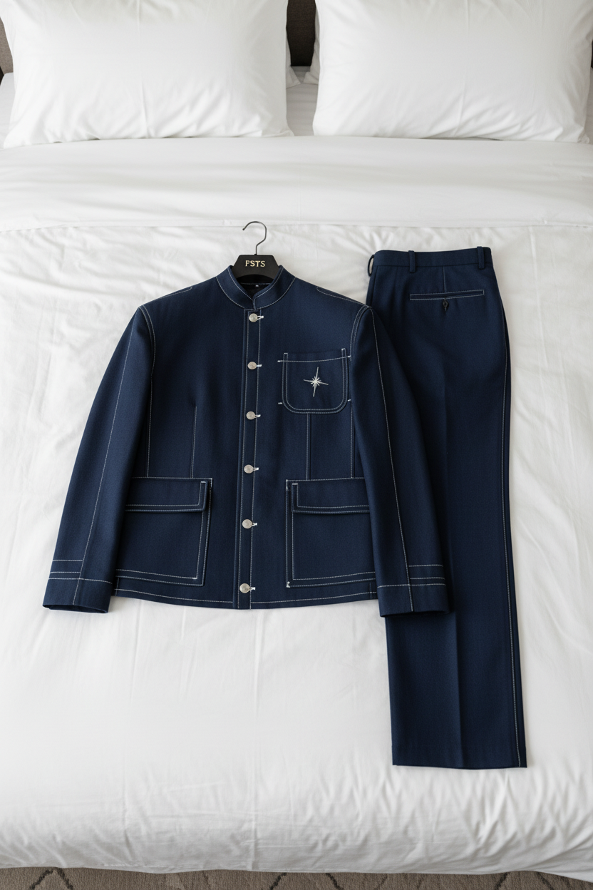 FSTS Navy Blue Utility Set - Bed Flatlay