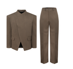 FSTS™ Mocha Crossover Suit | Korean Wool Blend | Asymmetric Wrap