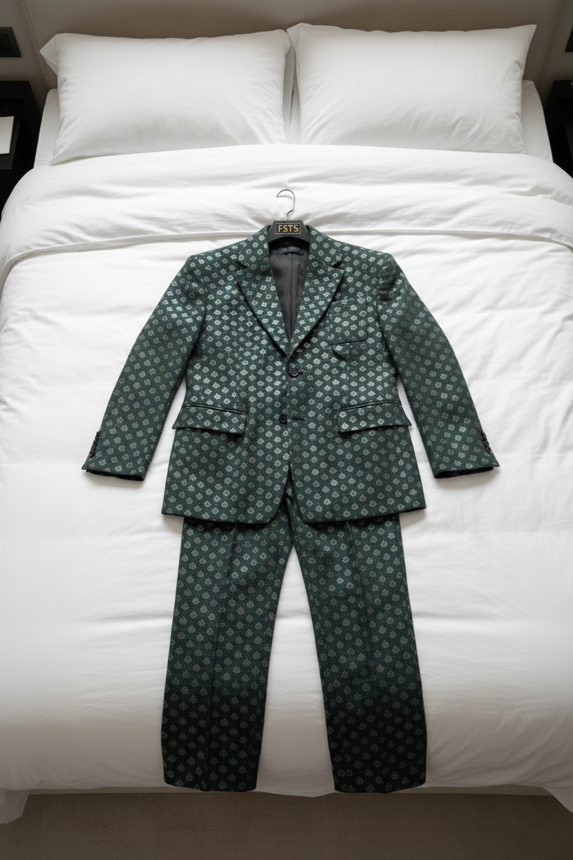 FSTS Green Monogram Set - Bed Flatlay