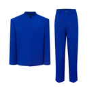 FSTS™ Royal Blue Minimalist Zip Suit | Korean Wool Blend | Mandarin Collar