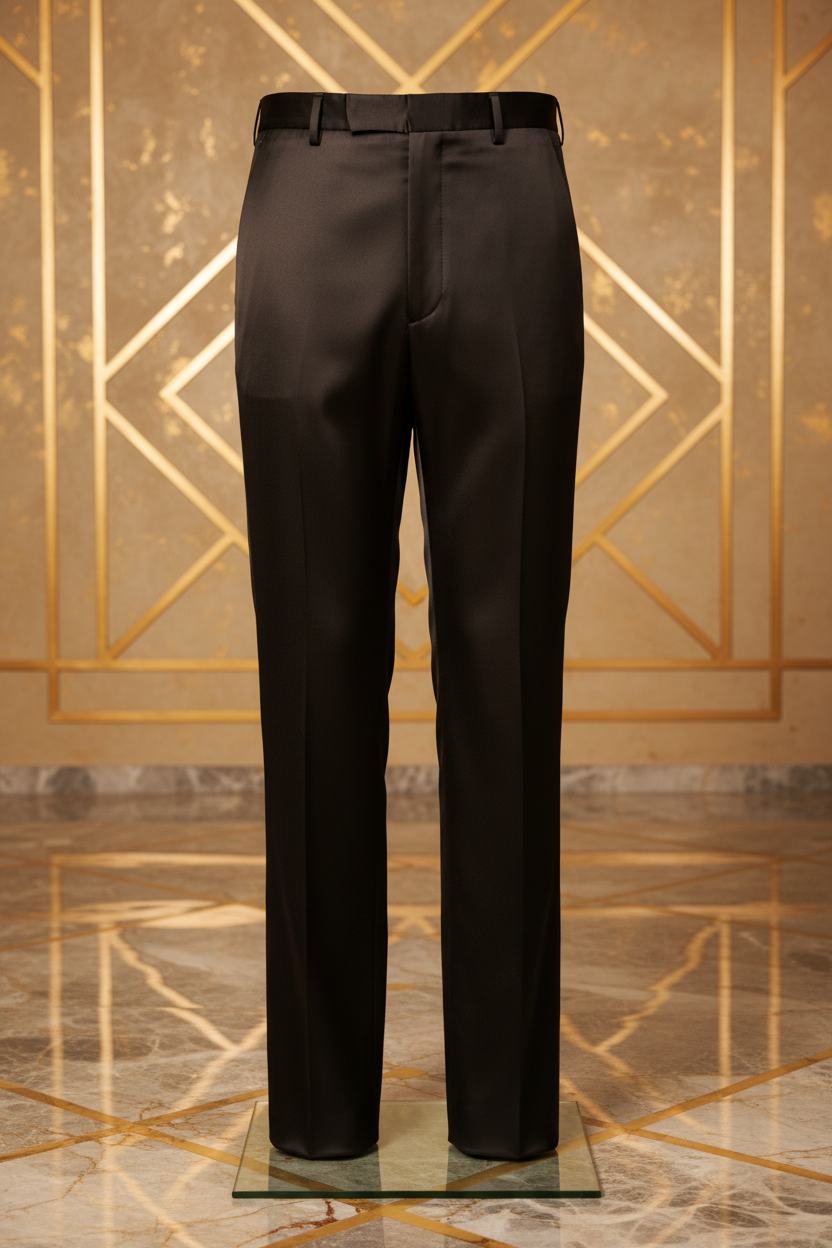 Black Satin Pants - Marble Gold