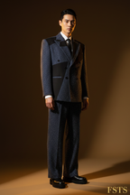 Navy Blue Glitter Suit - Asian Model Dark BG