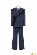 Navy Blue Glitter Suit - Ghost Mannequin White BG
