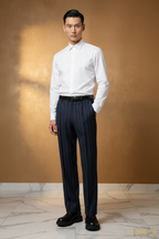 Navy Pinstripe - Standing Dark